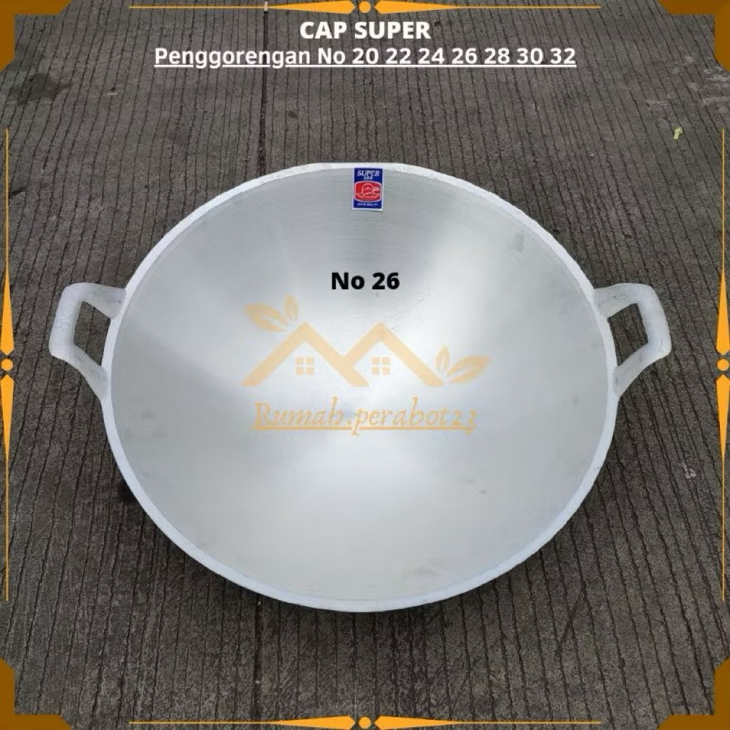 Kuali Wajan Penggorengan SUPER 26" Besar Alumunium Tebal Cekung