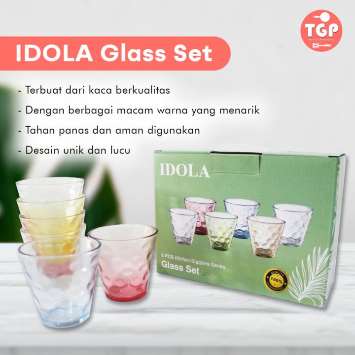 IDOLA GLASS GELAS SET 6 PCS GLASS LUCU DAN UNIK