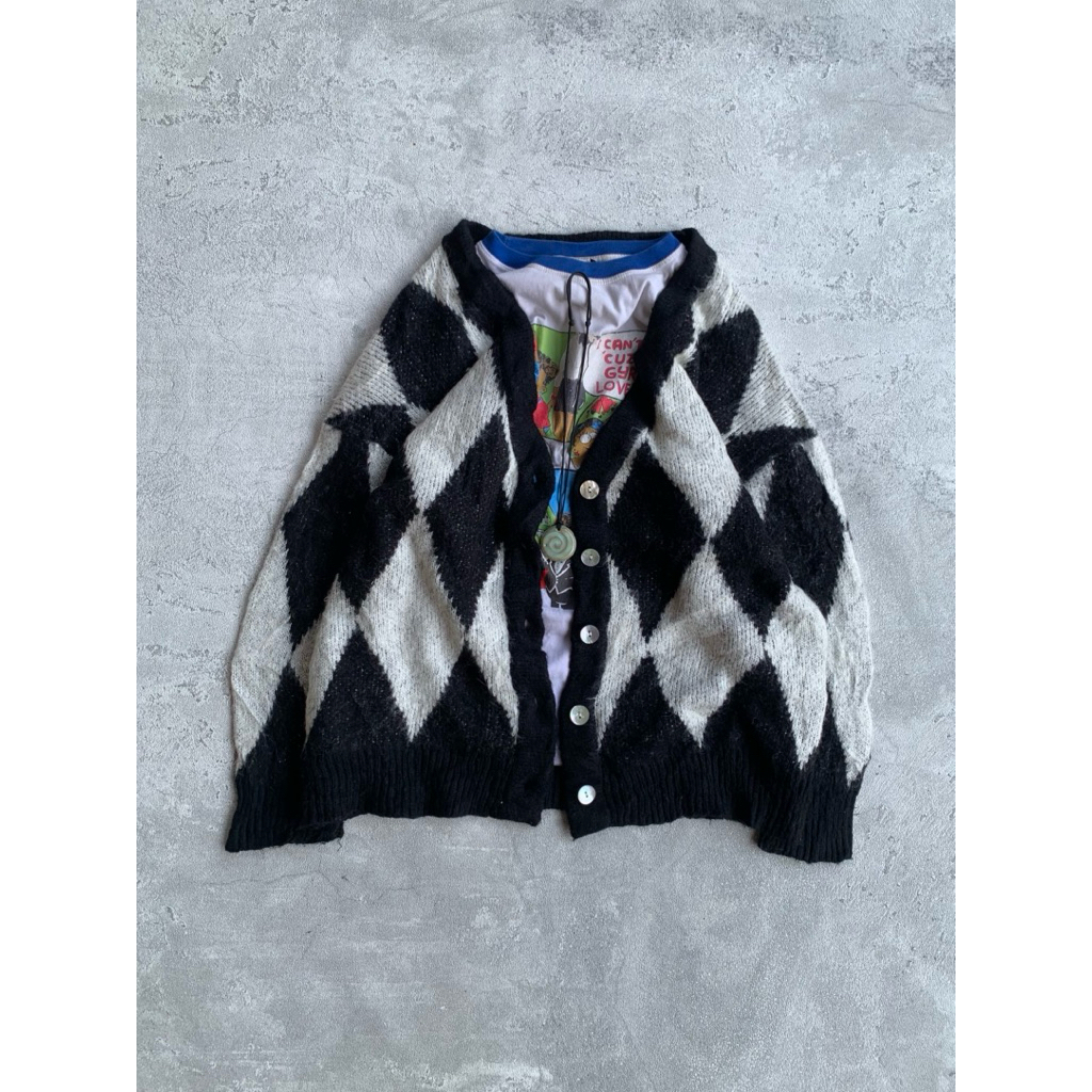 Cardigan knitwear vintage mohair argyle patterned by Jeanasis
