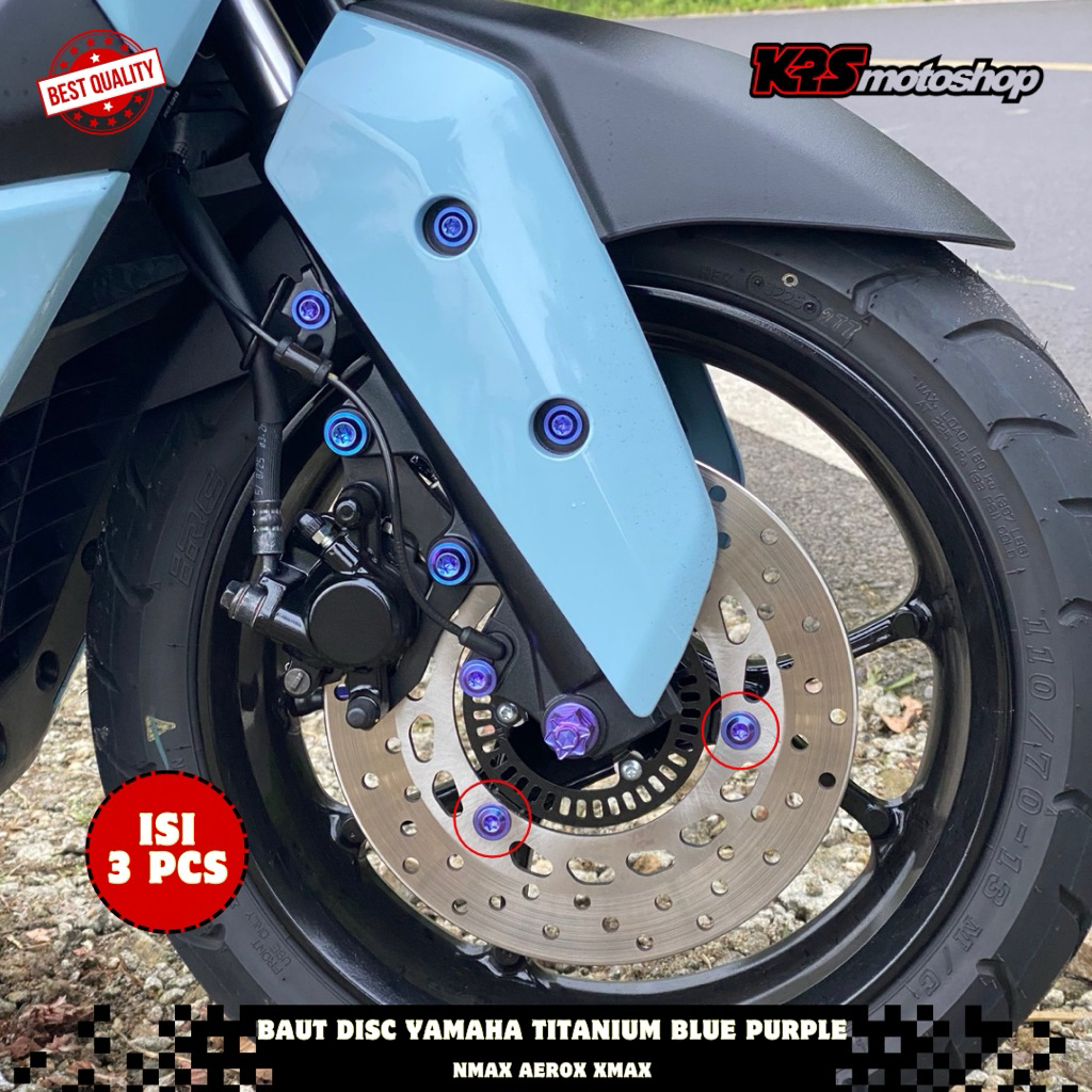 BAUT DISK DISC CAKRAM TITANIUM BLUE PURPLE PIRINGAN PROBOLT DRAT 12 KNOB BUSHING KNOP BOS BOSH ORIGI