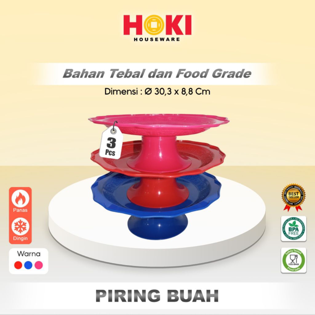 (3 PCS) PIRING BUAH / TATAKAN BUAH / TATAKAN PLASTIK SERBAGUNA / TATAKAN BOSARA / DUDUKAN BOSARA / B
