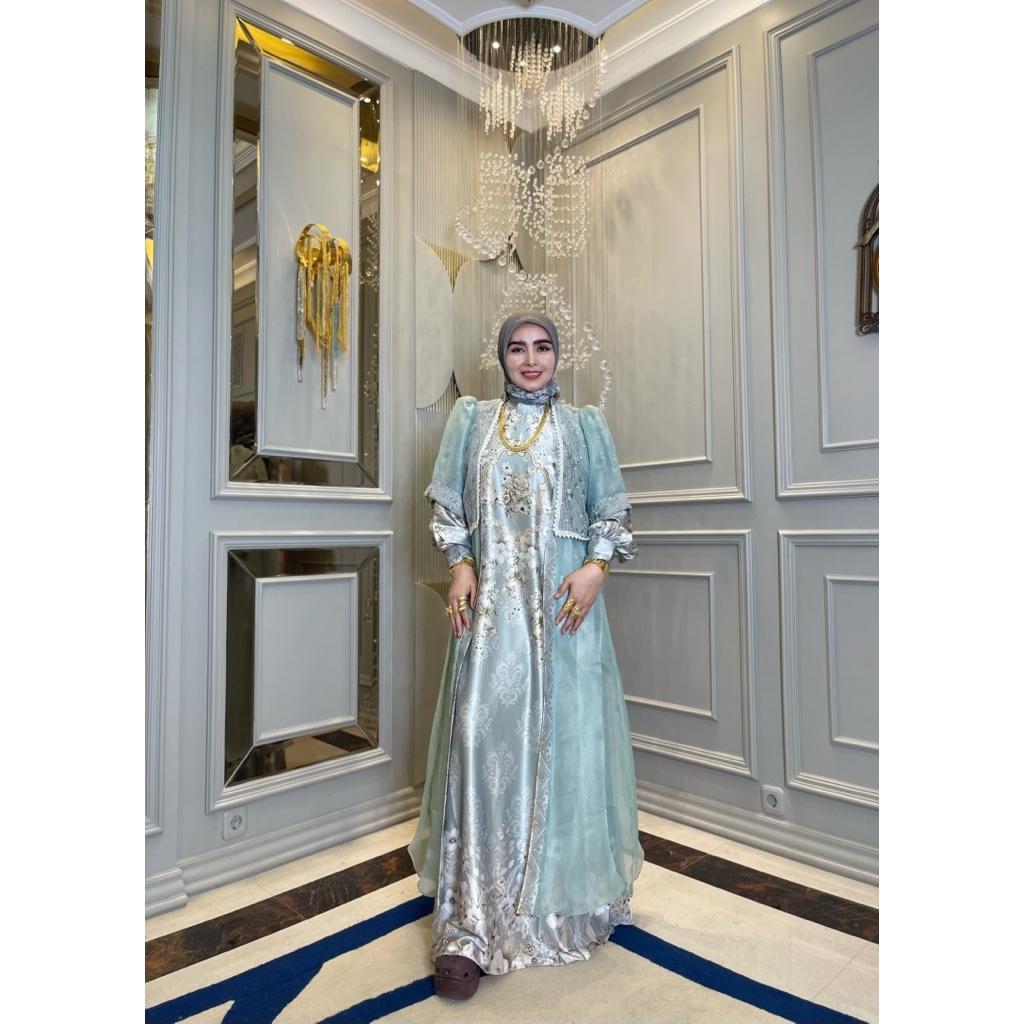 Gamis mewah outer set hijab mama nasya collection