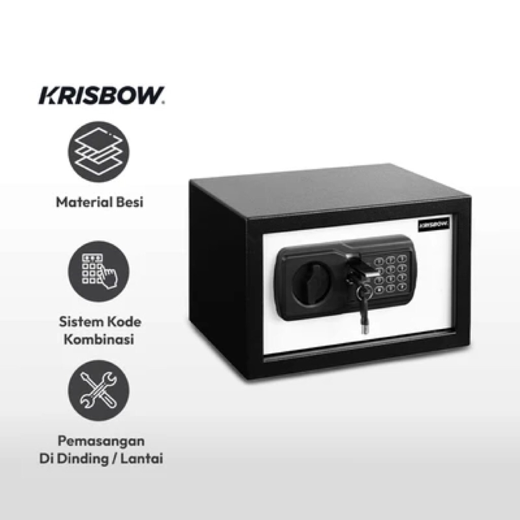 KRISBOW 31x20x20CM BRANGKAS BESI DIGITAL 20nek HITAM PUTIH/AZKO KRISBOW STEEL SAFE 20NEK BLACKWHITE 