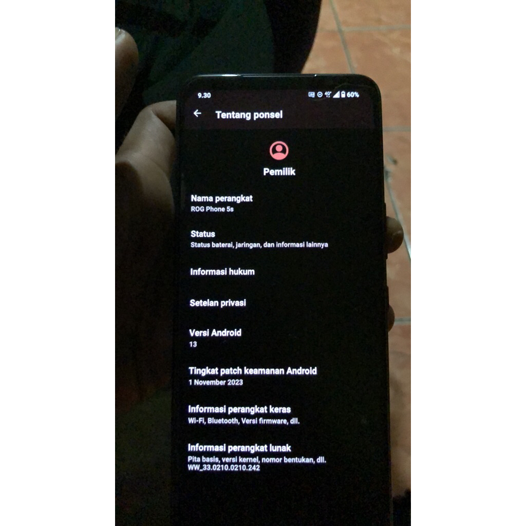 handphone rog5s ram 8/128