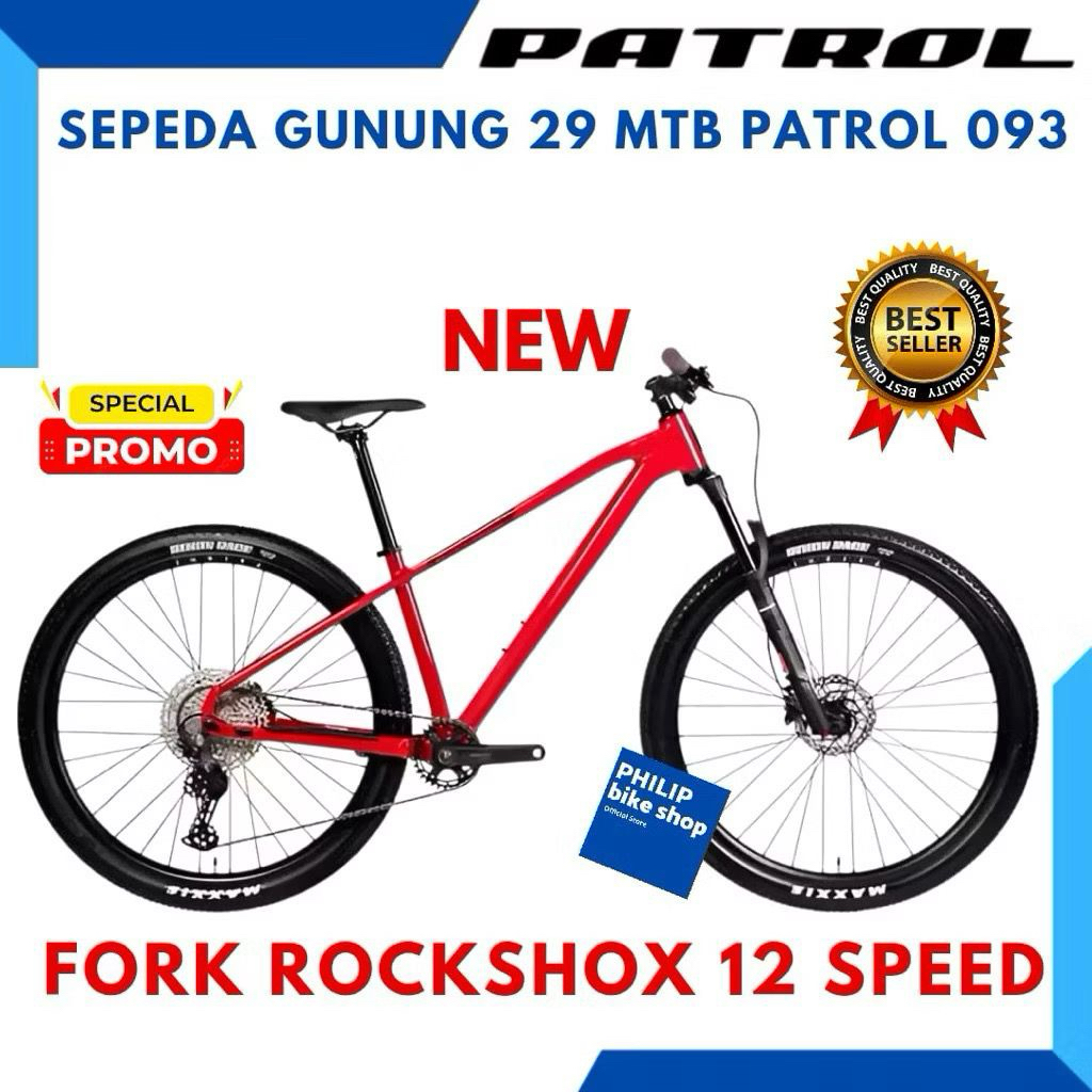 Sepeda Gunung MTB 29 Patrol 093 12 SPEED FORK ROCKSHOX NEW