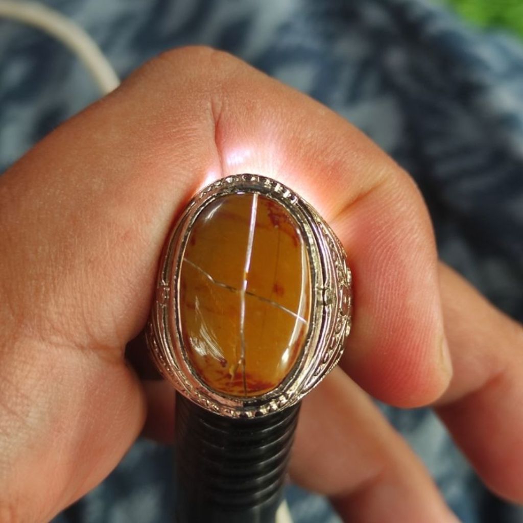 Cincin Batu Akik Tapak Jalak Galih Asem Asli 100% Natural Batu Akik