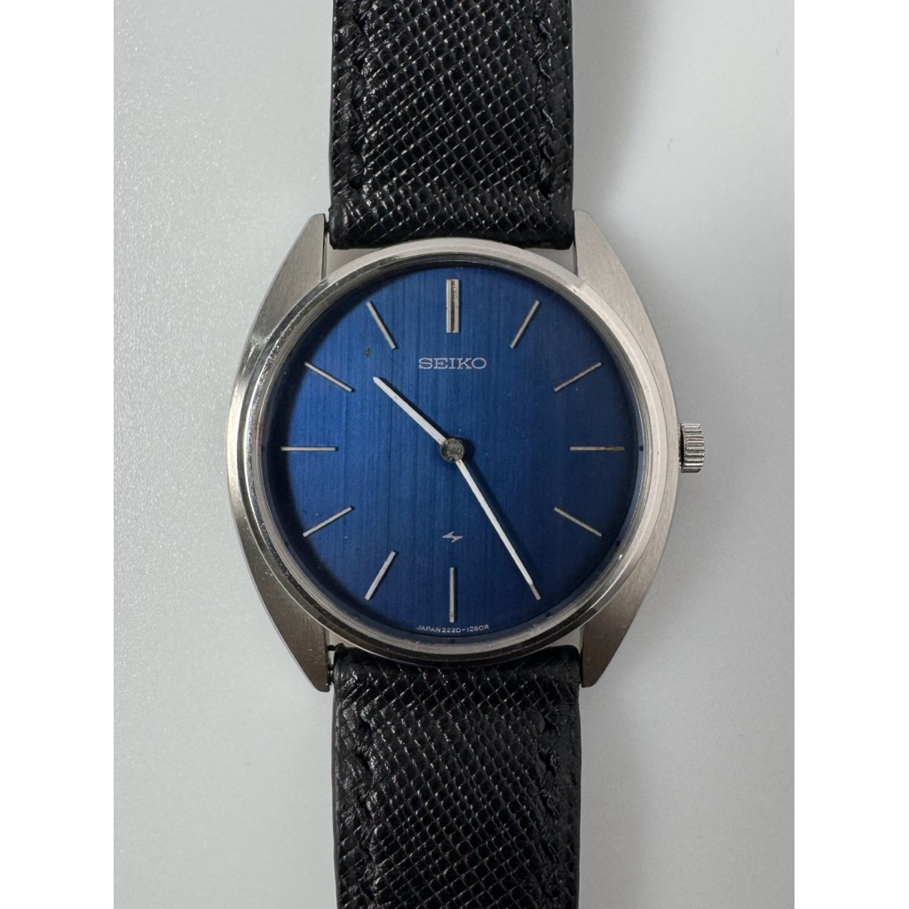 Overhauled Vintage March 1975 Seiko Chariot 2220-0470 Blue Dial Hi-beat Manual Winding