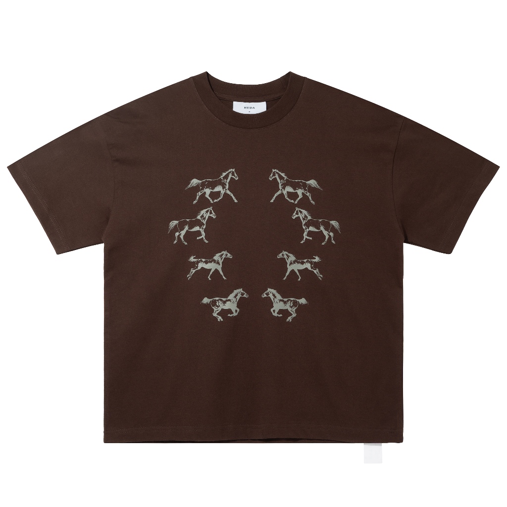 Eudaimonia Horse Dark Brown Boxy Oversized T Shirt