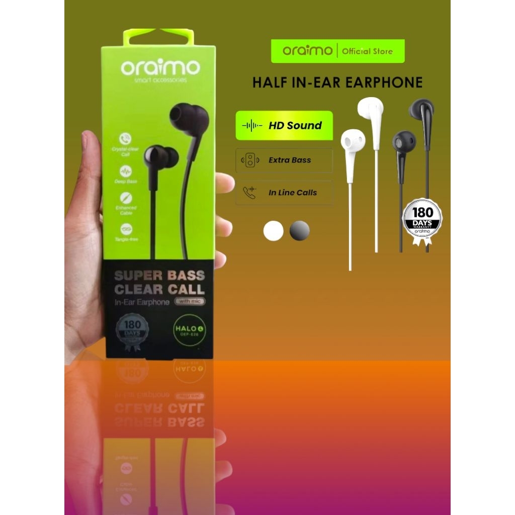 Earphone Oriamo OEP-E26 Super Bass Mic Original – Suara Jernih & Kabel Anti Kusut