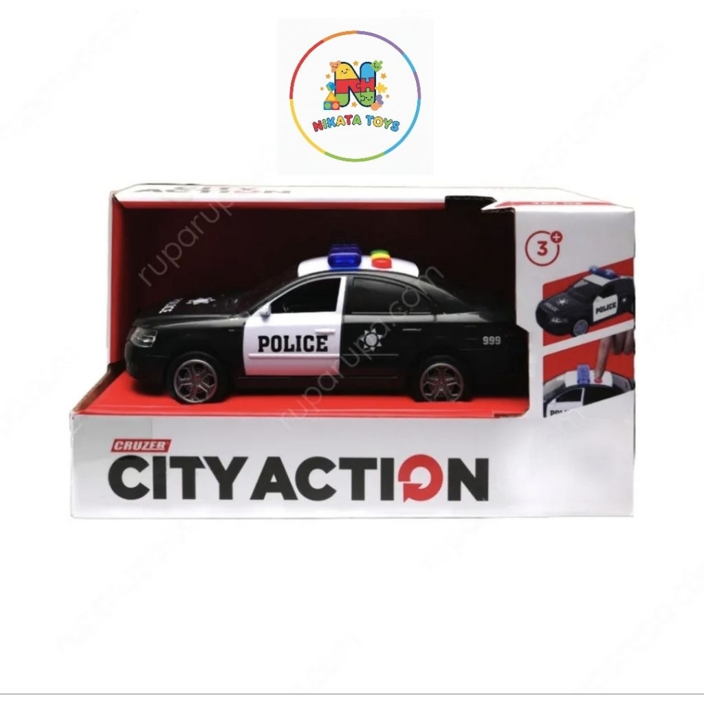 Cruzer 1:32 City Action Friction Police Car - Hitam