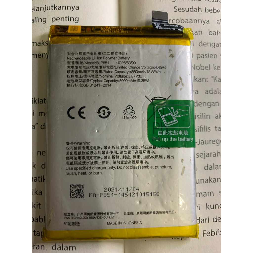 BLP-851 BATRAI OPPO A74/F19/A95/RENO 6lite ORIGINAL COPOTAN