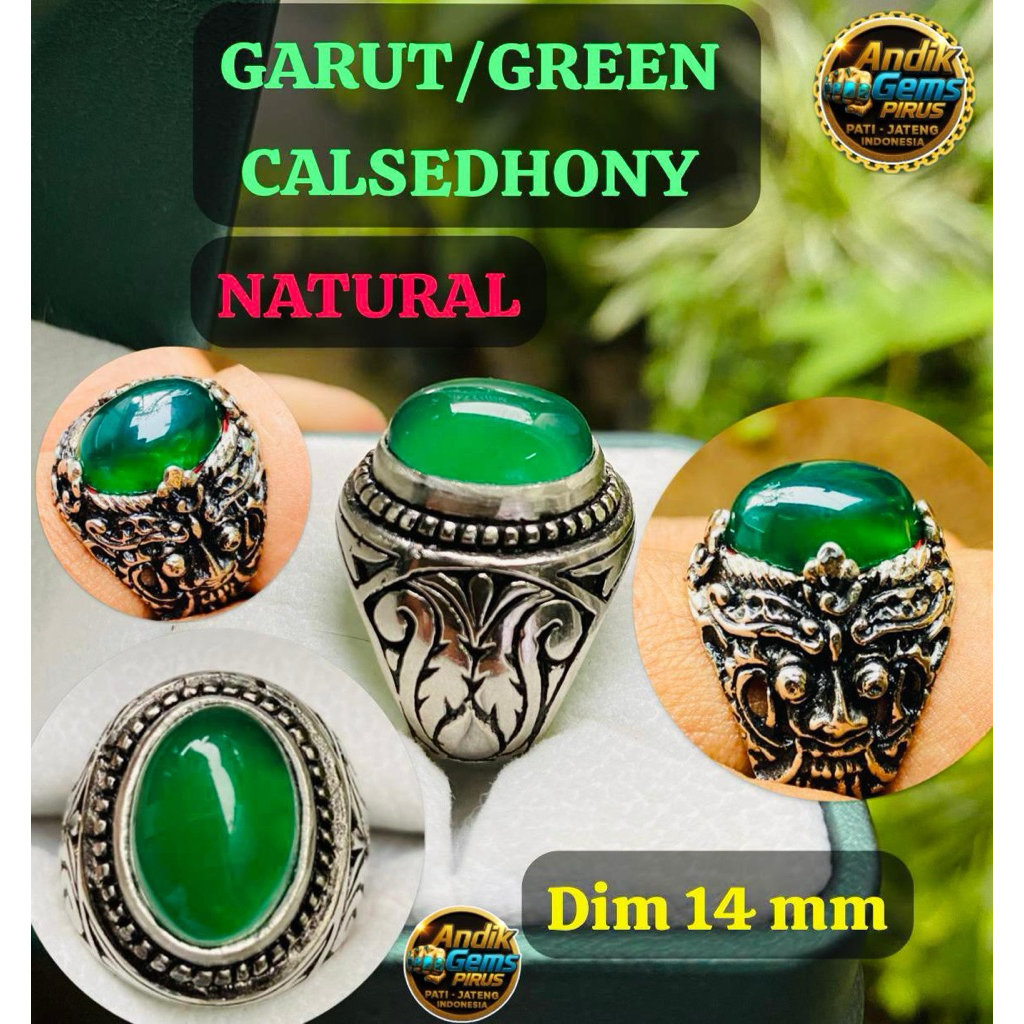 BATU CINCIN HIJAU GARUT NATURAL RING ALPAKA SUPER