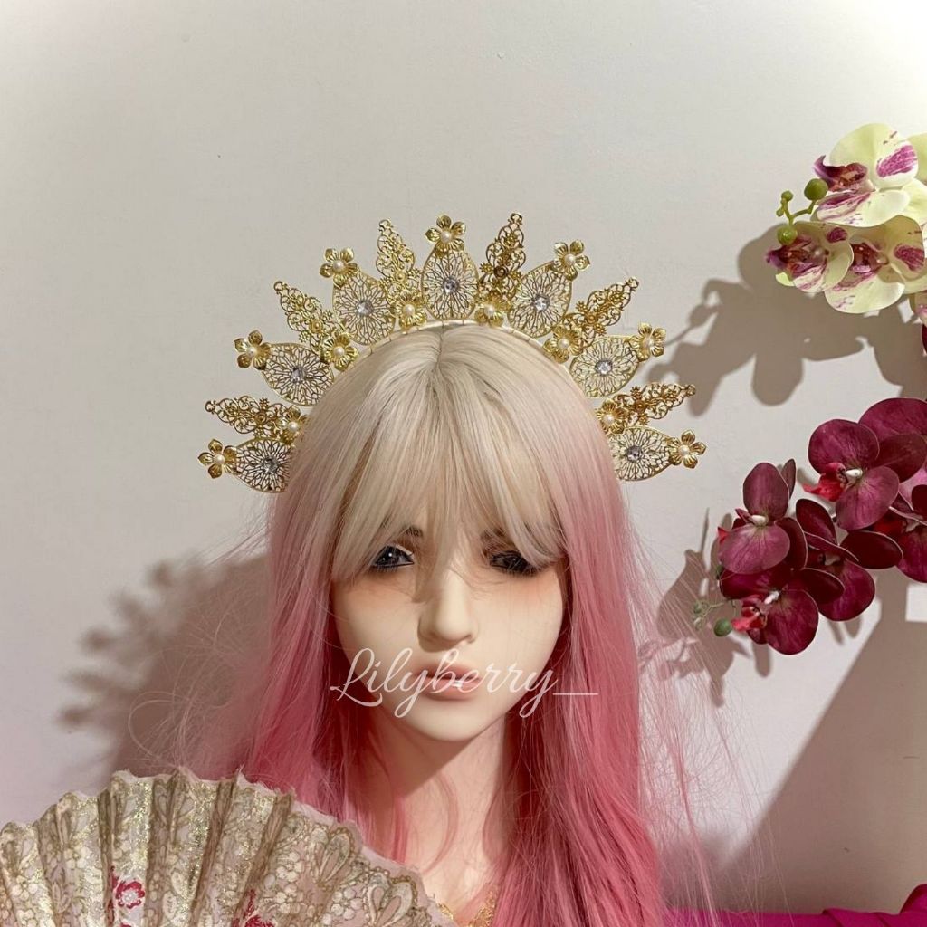 Bando Adat Bugis Mahkota Hiasan Kepala Karnaval Festival Headpiece Hijab Wisuda Anak Wanita - Nilam