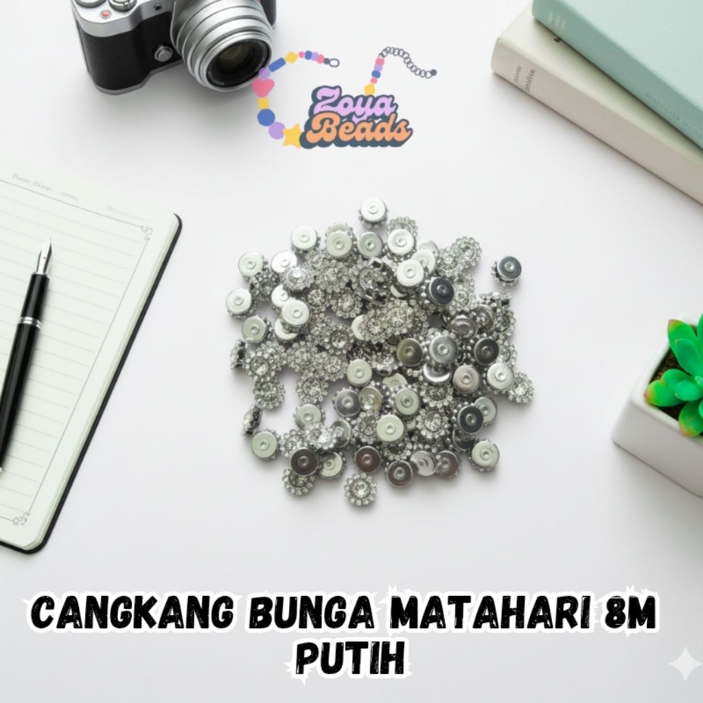 [100 Pcs] Cangkang Bunga Matahari 8M Putih / Diamond Cangkang / Bunga Cangkang / Mute Cangkang / Pay