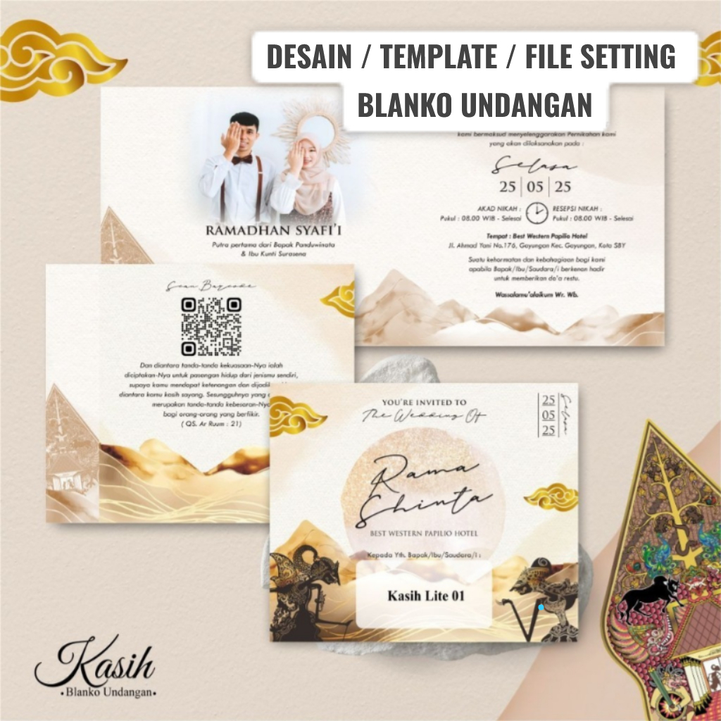 File Setting CDR Undangan Blanko Kasih Lite 01 - Template Desain Undangan Siap Edit