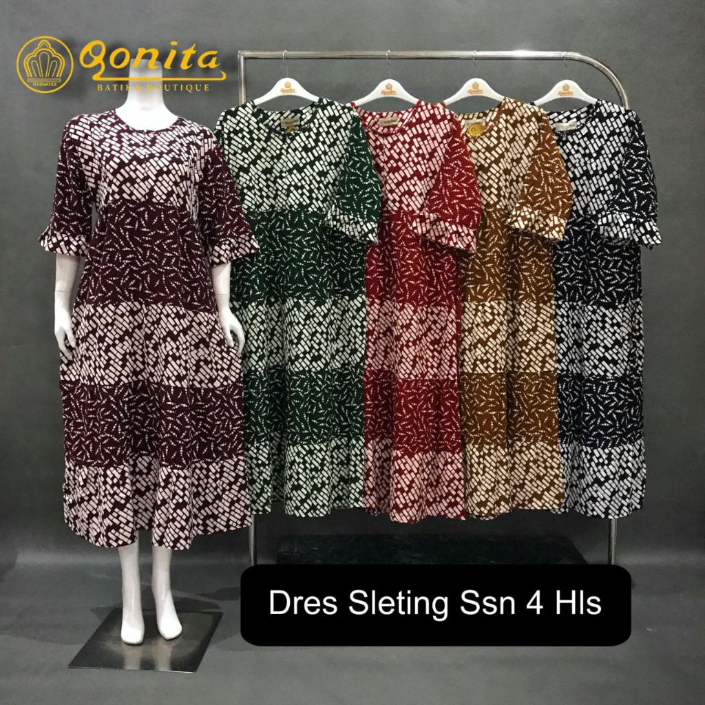 {Ld 106 Cm} Daster Qonita Batik ll Dres Sleting Susun 4 Hls Busui Friendly