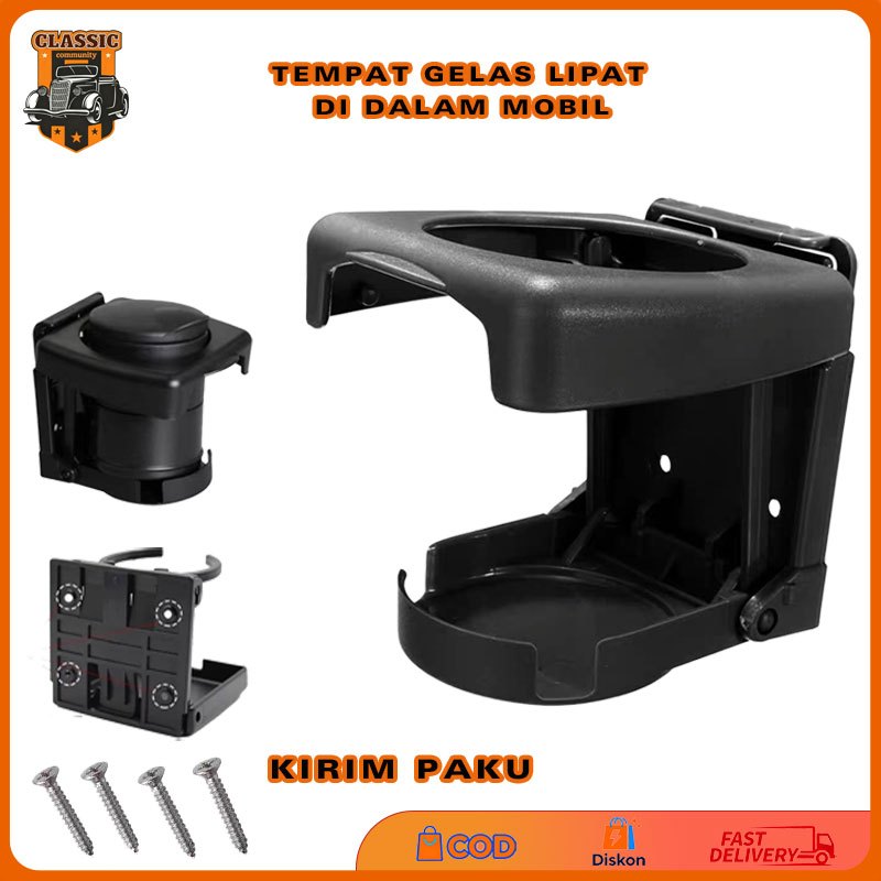 Tempat gelas lipat untuk interior mobil, tempat gelas gantung tetap untuk pintu mobil, tempat minuma