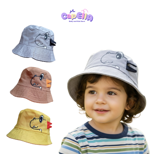 Topi Bucket Hat Anak Karakter 3D Dino Keren Kece Anak Laki-laki Perempuan | Umur 2-6 Tahun Unisex