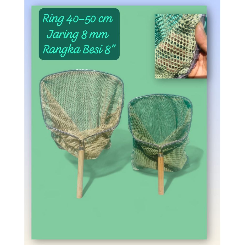 Serokan Ikan Besar 30/40/50cm | Seser Sortir Lele 5cm | Jaring Kain Nilon Kuat Besi Kokoh