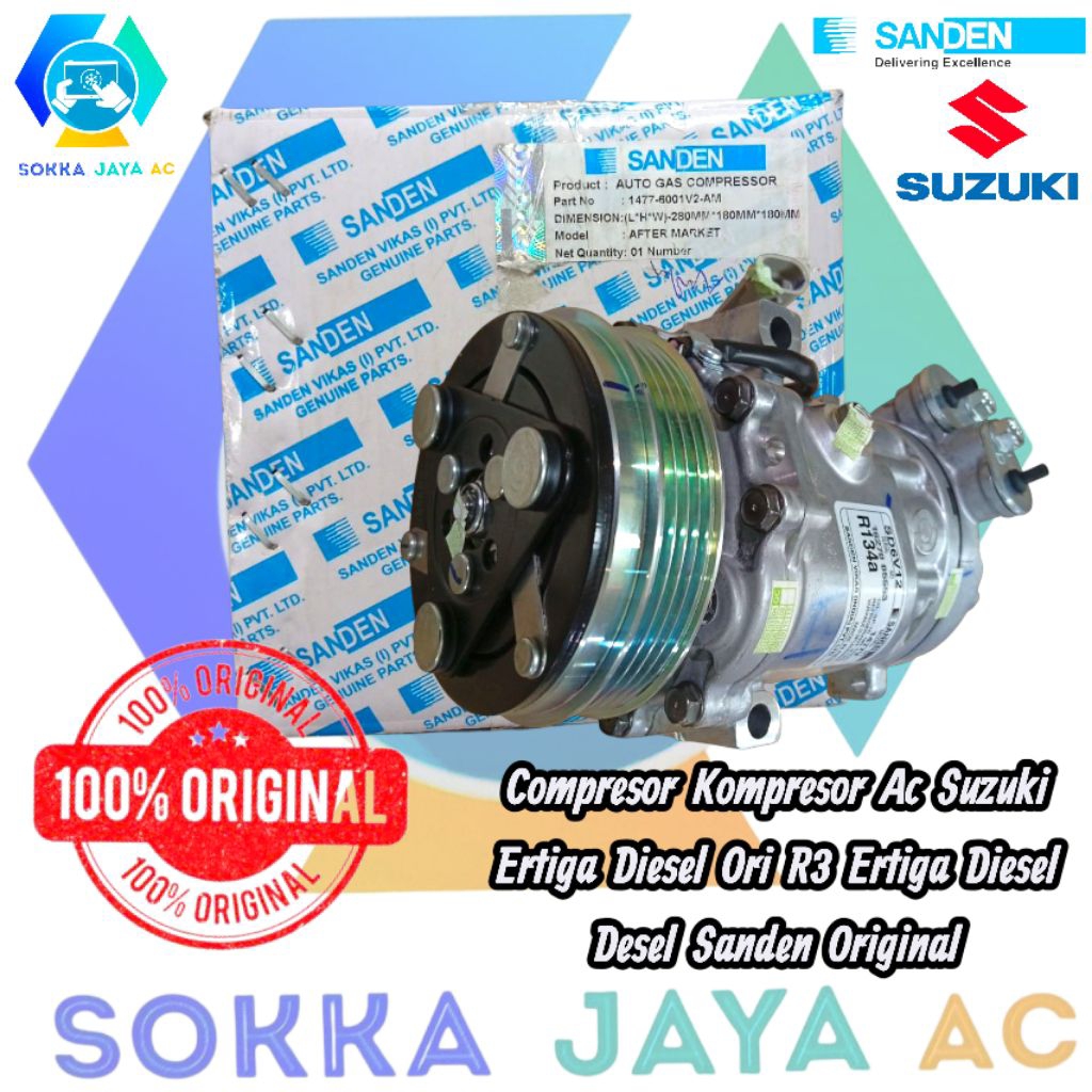 Compresor Kompresor Ac Suzuki Ertiga Diesel Ori R3 Ertiga Diesel Desel Sanden Original