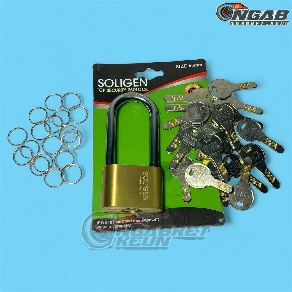 10 15 20 25 30 35 40 45 50 KUNCI GEMBOK 60MM SOLIGEN PER COMPUTER KUNINGAN LEHER PANJANG