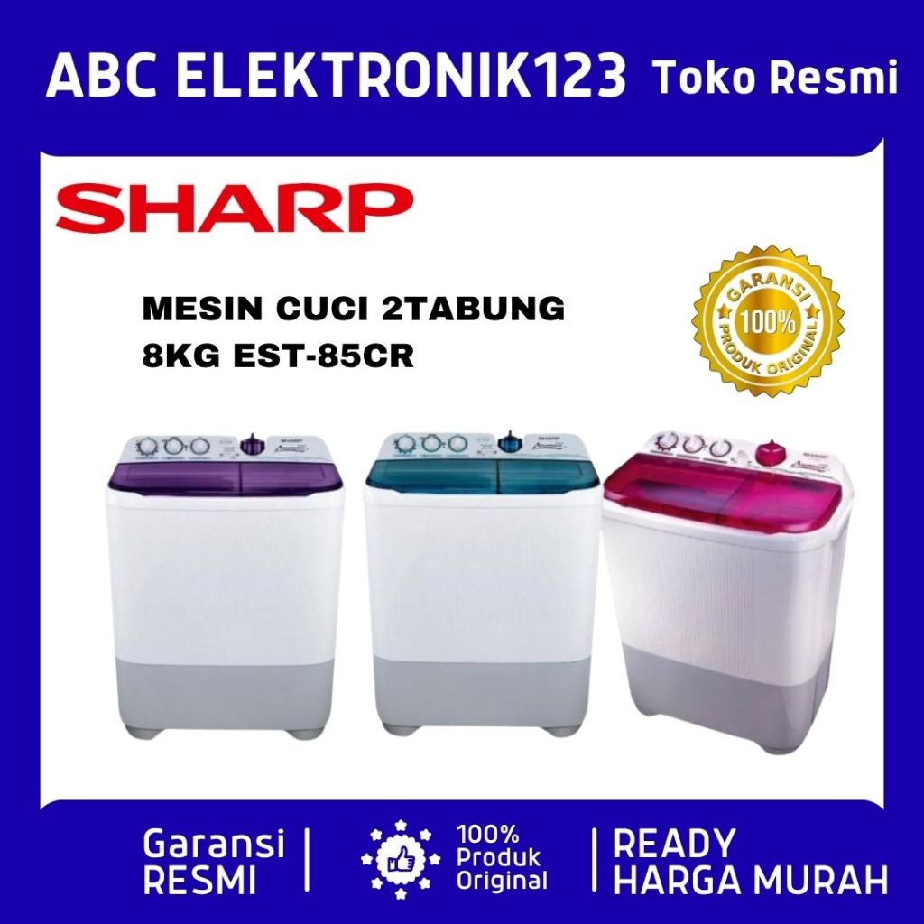 mesin cuci sharp 2 tabung est 85cr 8kg