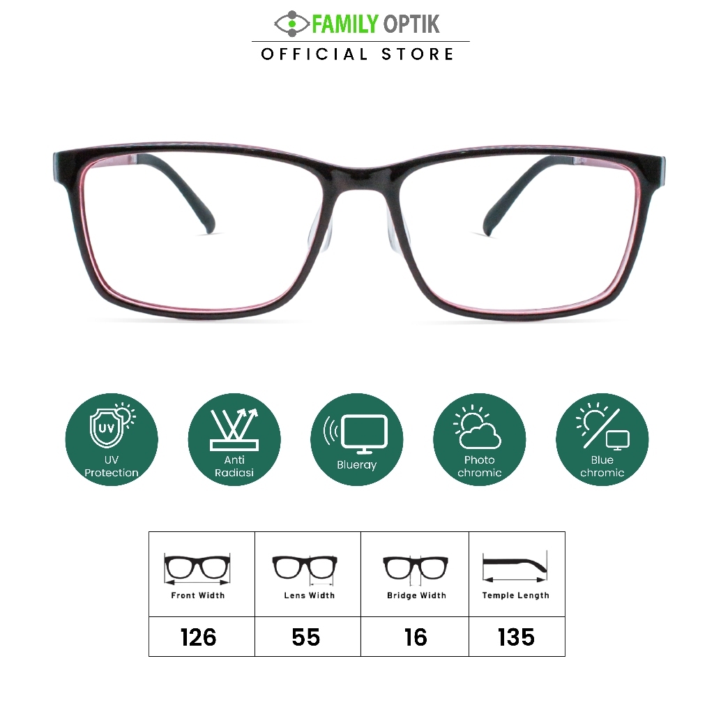 Family Optik - Kacamata Hashtag Blueray Photocromic Anti Radiasi 555