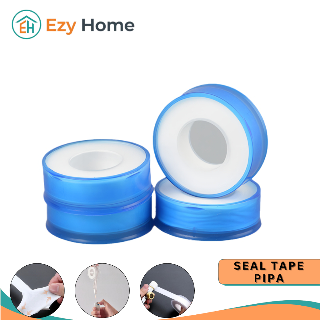 Ezy Home - Lakban Teflon Tape Segel Anti Bocor Perekat Pipa Air Gas Bahan PTFE Putih Gulungan