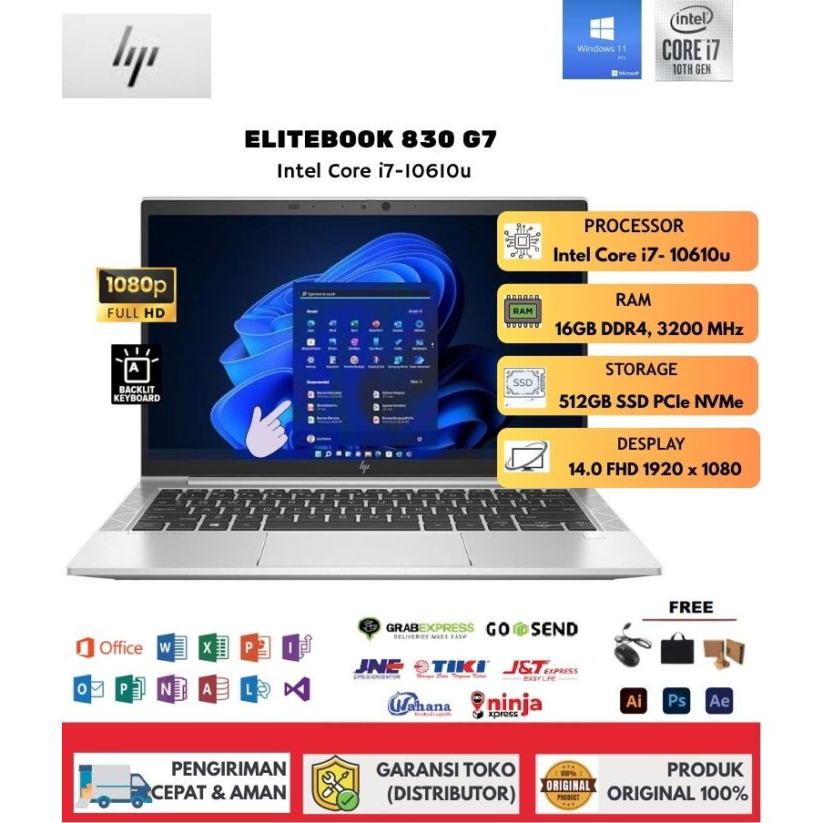 Laptop HP Elitebook 830 G7 i7 GEN 10 RAM 16GB/SSD 1TB FULLSET