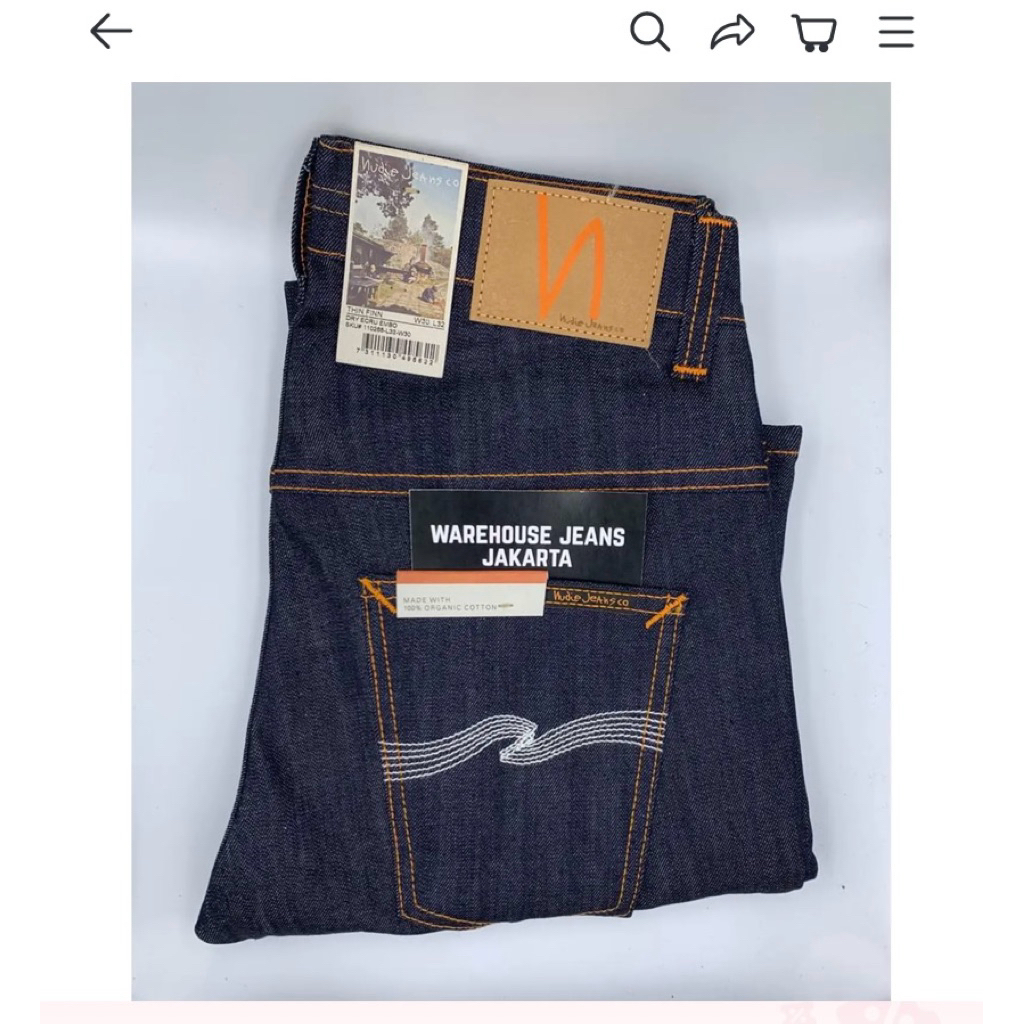 NUDIE JEANS LEAN DEAN ECRU EMBO