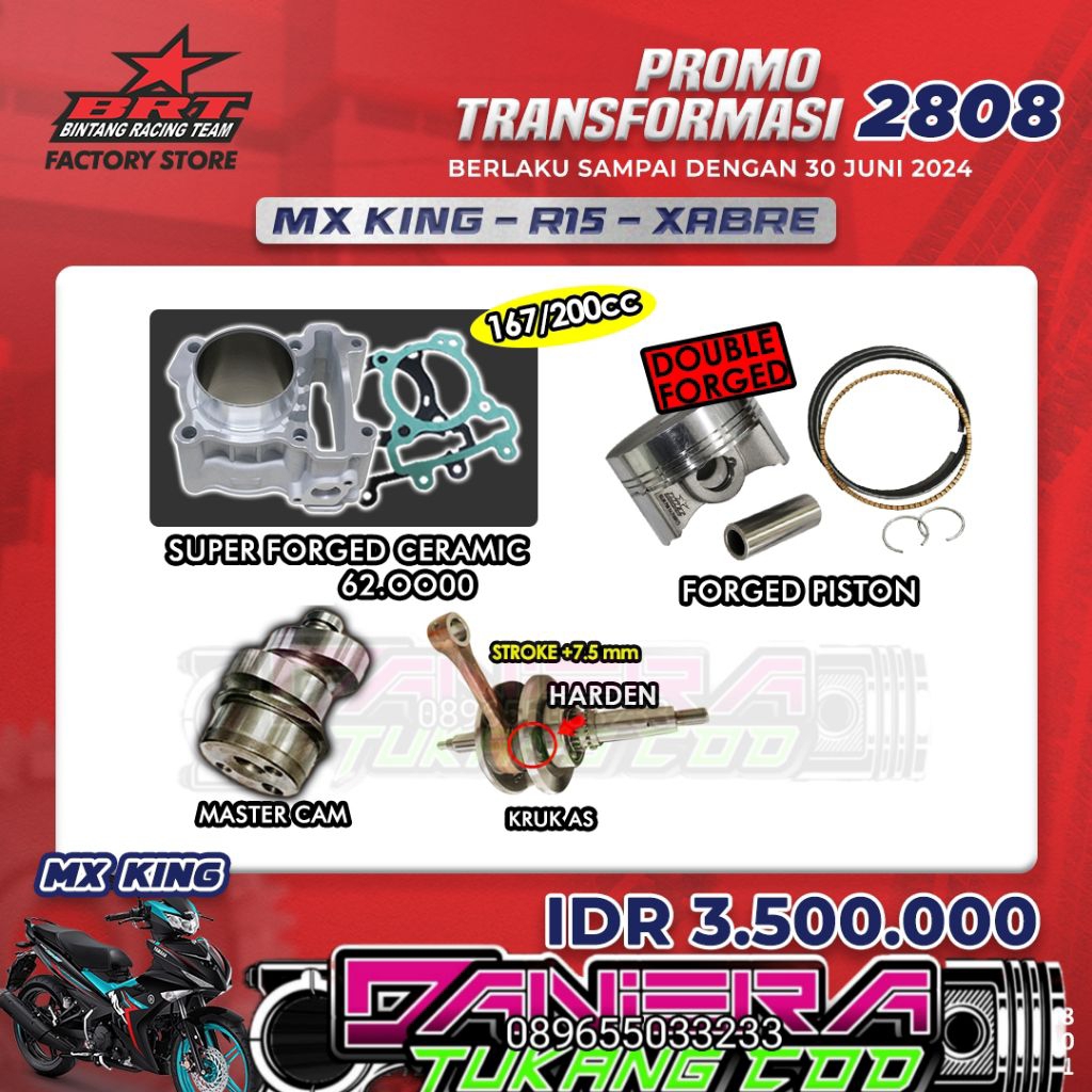 PAKET BORE UP BRT MX KING JUKEN BLOCKSET CERAMIC NOKEN KRUK AS