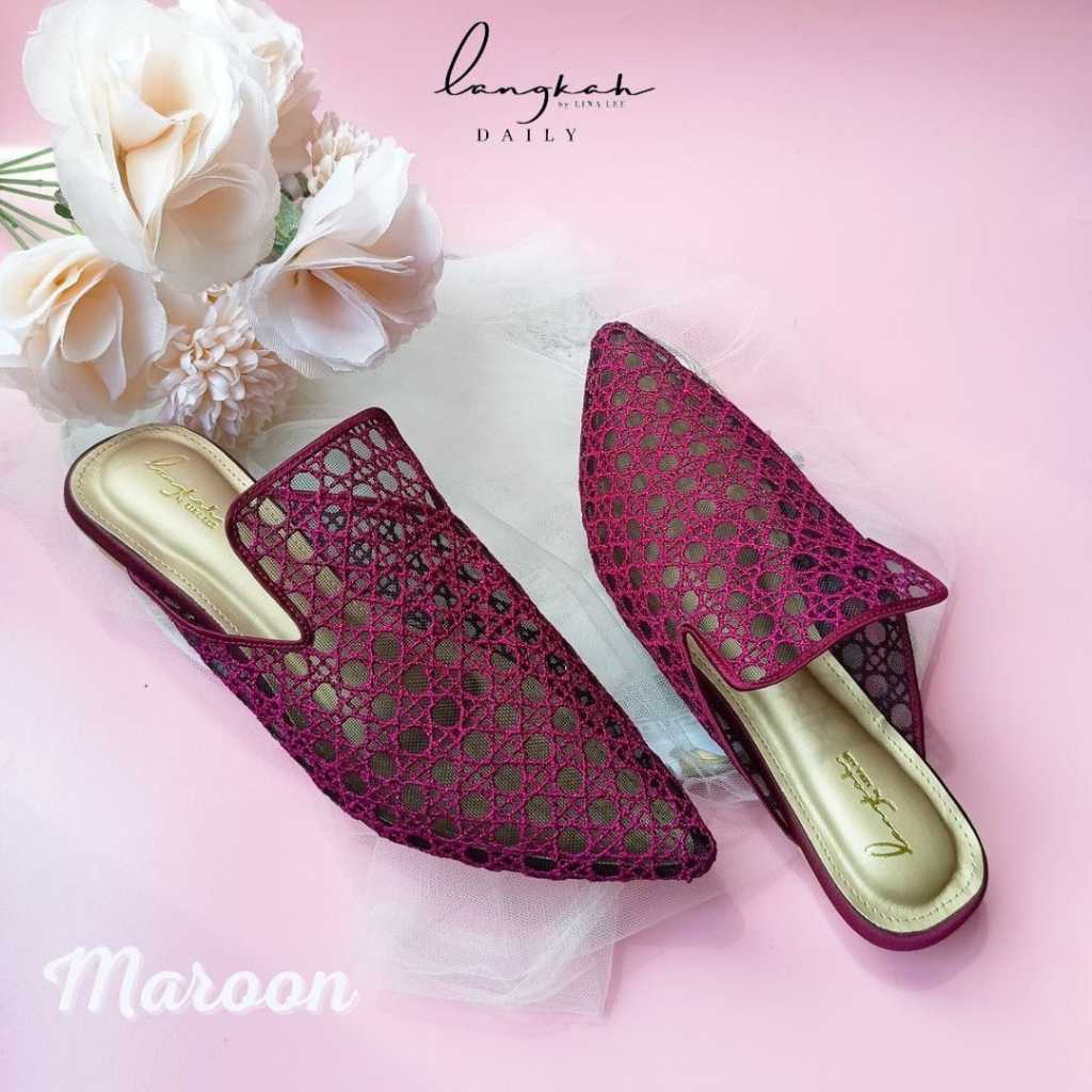 LANGKAH BY LINA LEE SEPATU WANITA FLAT LACE BRUKAT KODE ROTAN