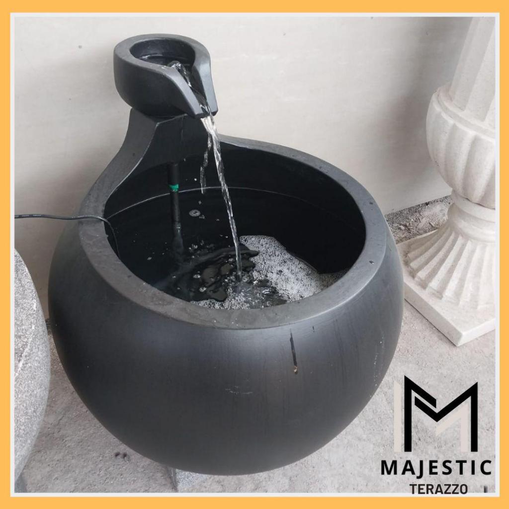 Air Mancur Teraso| Air Mancur Gentong Bulat Hitam Doff