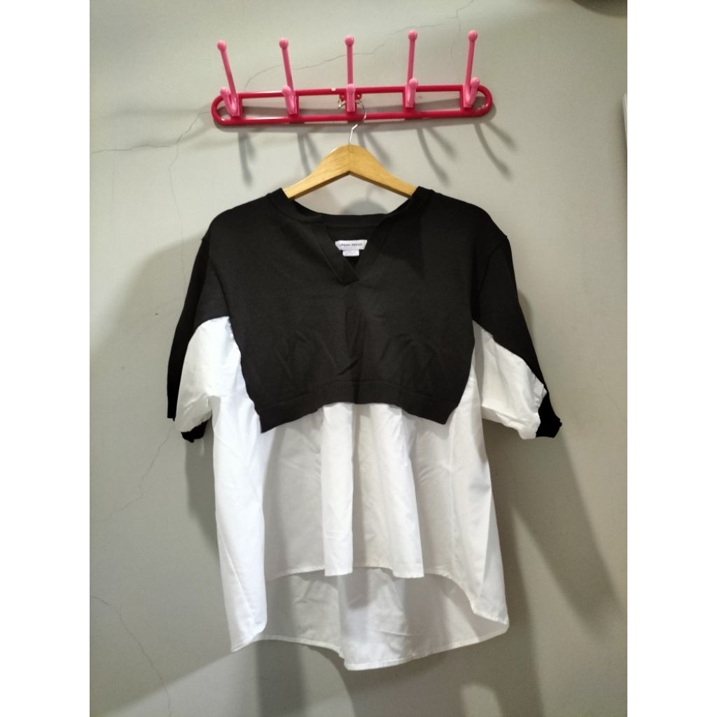 BLOUSE BAJU ATASAN KATUN MIX RAJUT BABYDOLL LUCU PL