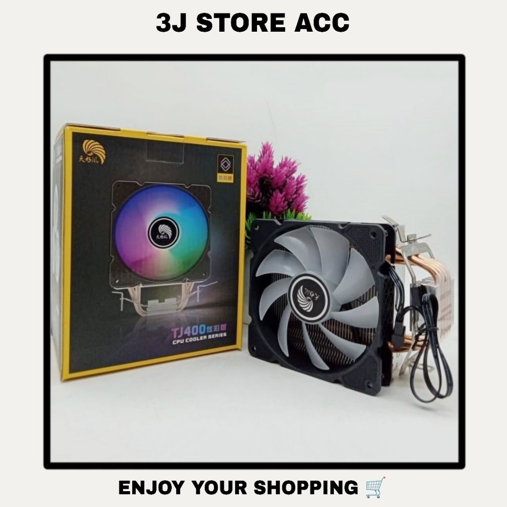 Fan Prosesor TJ400 – CPU Cooler 4 Heatpipe Tembaga, Heatsink Pendingin Besar, Airflow Tinggi, Suhu S