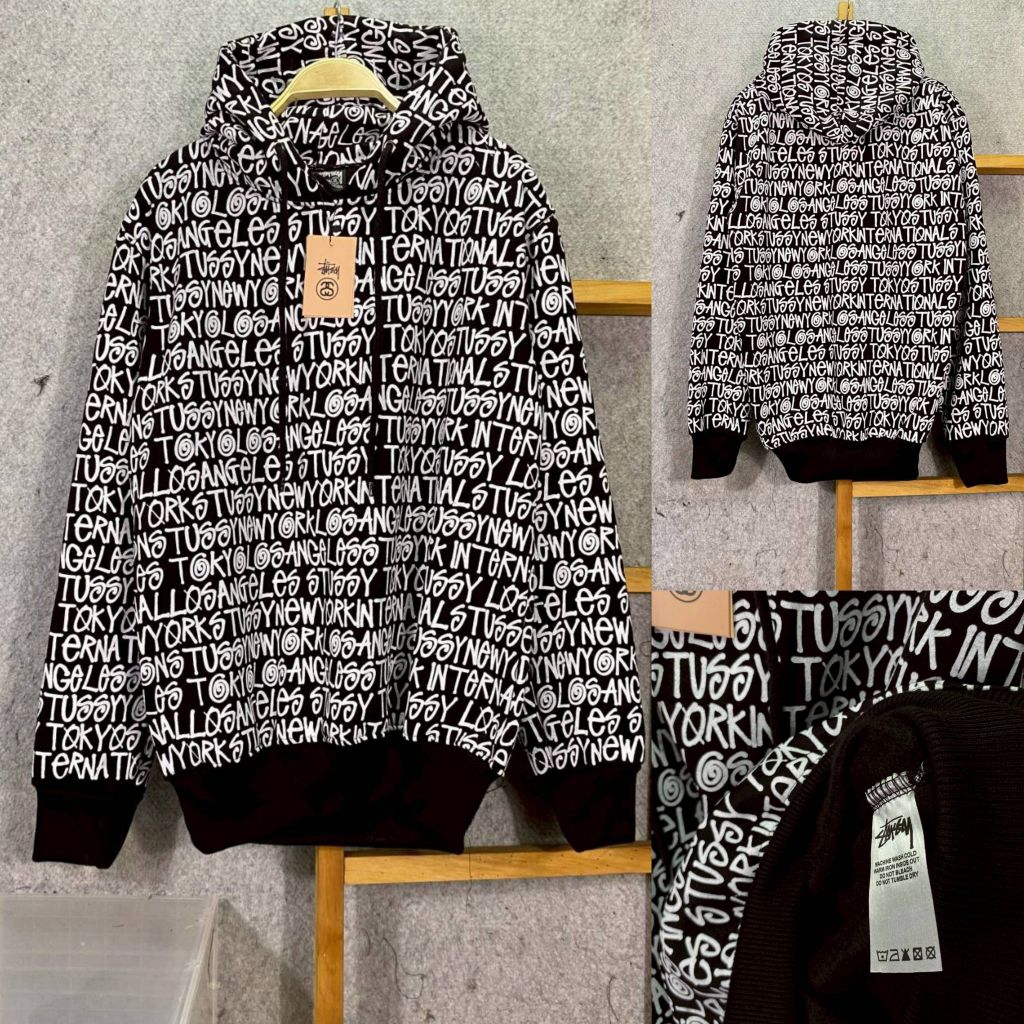 STUSSY Dll Sweater Hoodie Branded Full Print Cotton Flecee Premium Bahan Lembut Halus Nyaman Hangat 