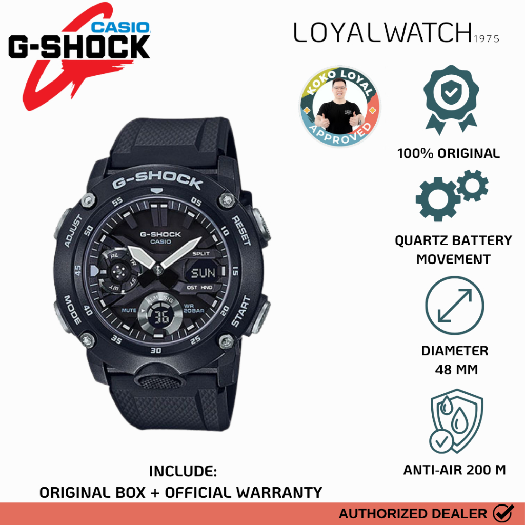 Jam Tangan G-Shock All G-Shock Collection Pria GA-2000S-1A Black RUBBER Original Garansi Resmi