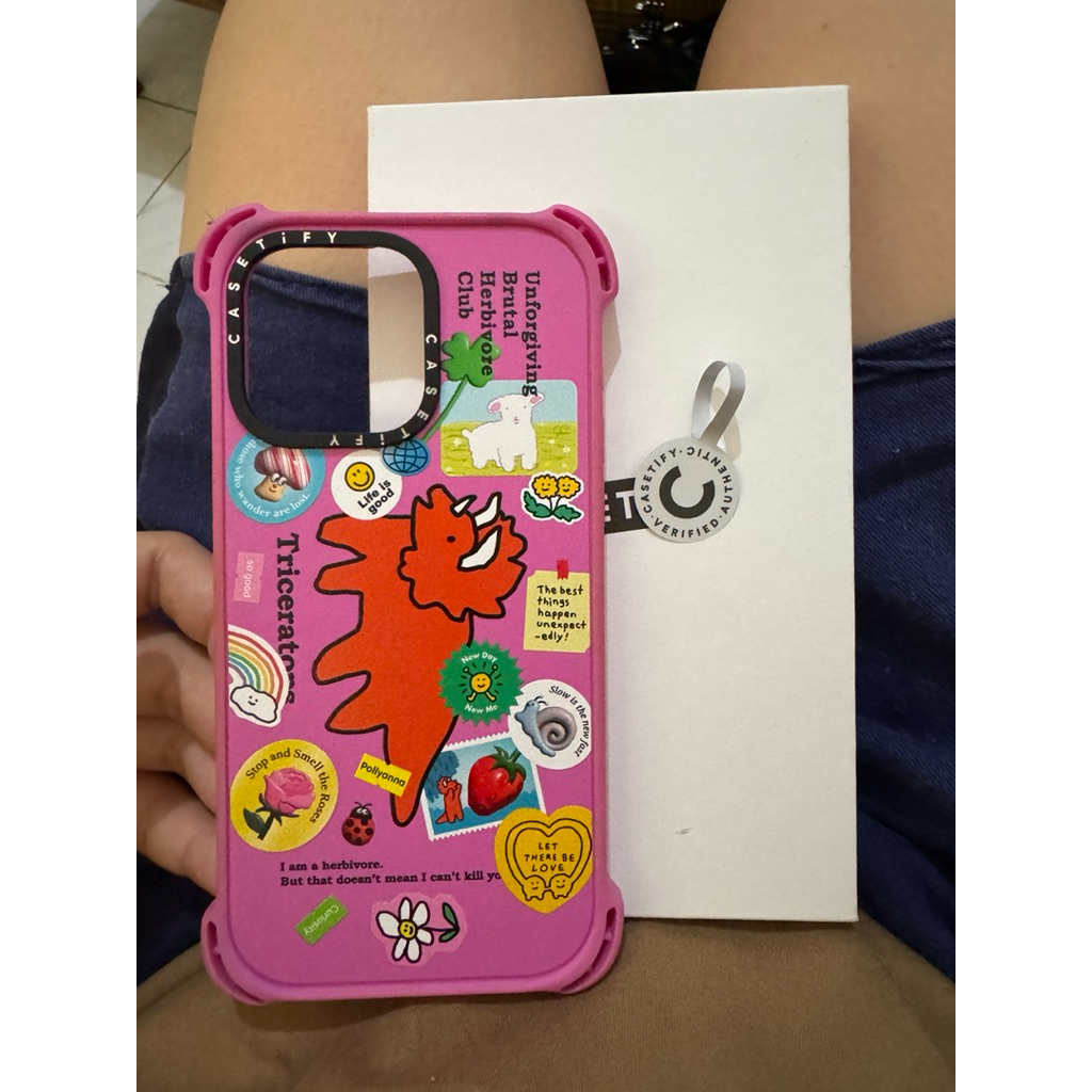 preloved CASETIFY Triceratops sticker Dinosaur Bounce case for Iphone 15 pro max