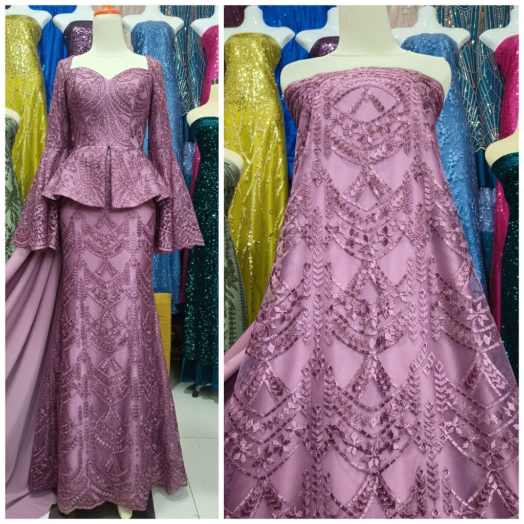 Kain Tile Sapto Etnik/Tile Border Tebal/Tile Embroidery/Bahan Kebaya