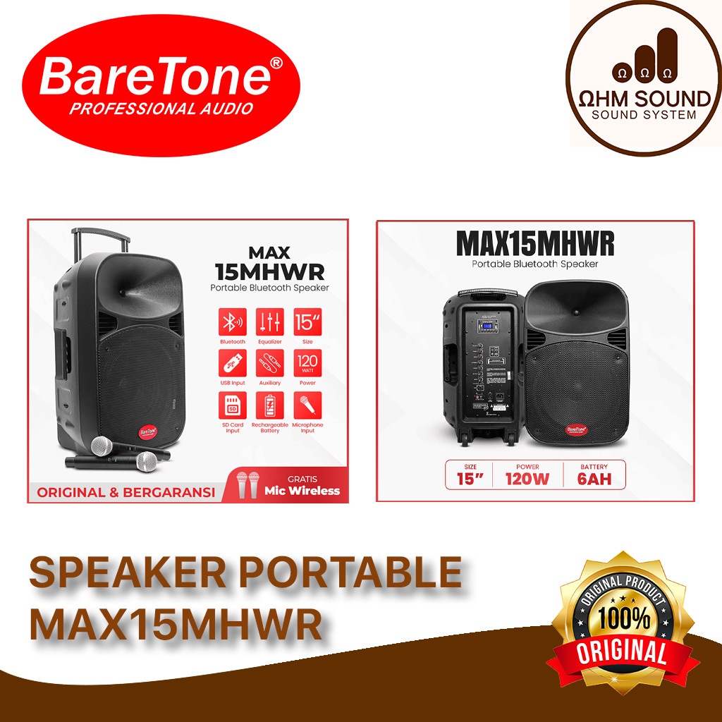 PROMO Speaker Portable Baretone MAX15MHWR BARETONE PORTABLE SPEAKER MAX15 MHWR MAX 15MHWR ORIGINAL