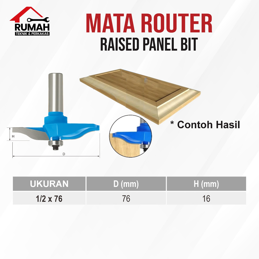 MATA ROUTER RAISED PANEL BIT / Mata profil trimer kayu panel pintu kayu 1/2" x 76 mm