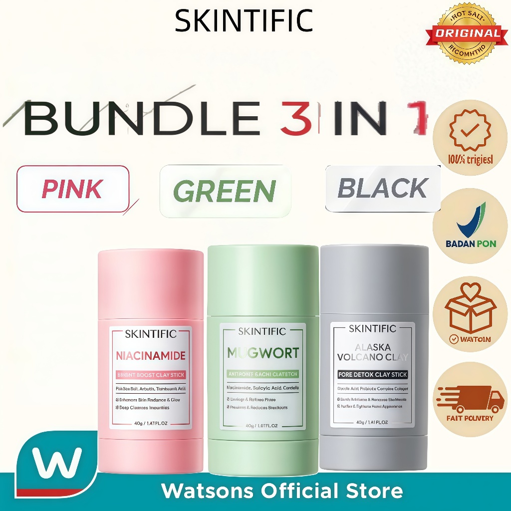 Watsons-SKINTIFIC Alaska Volcano Clay Pore Detox Clay Stick40g Niacinamide Bright Boost Clay Mask St