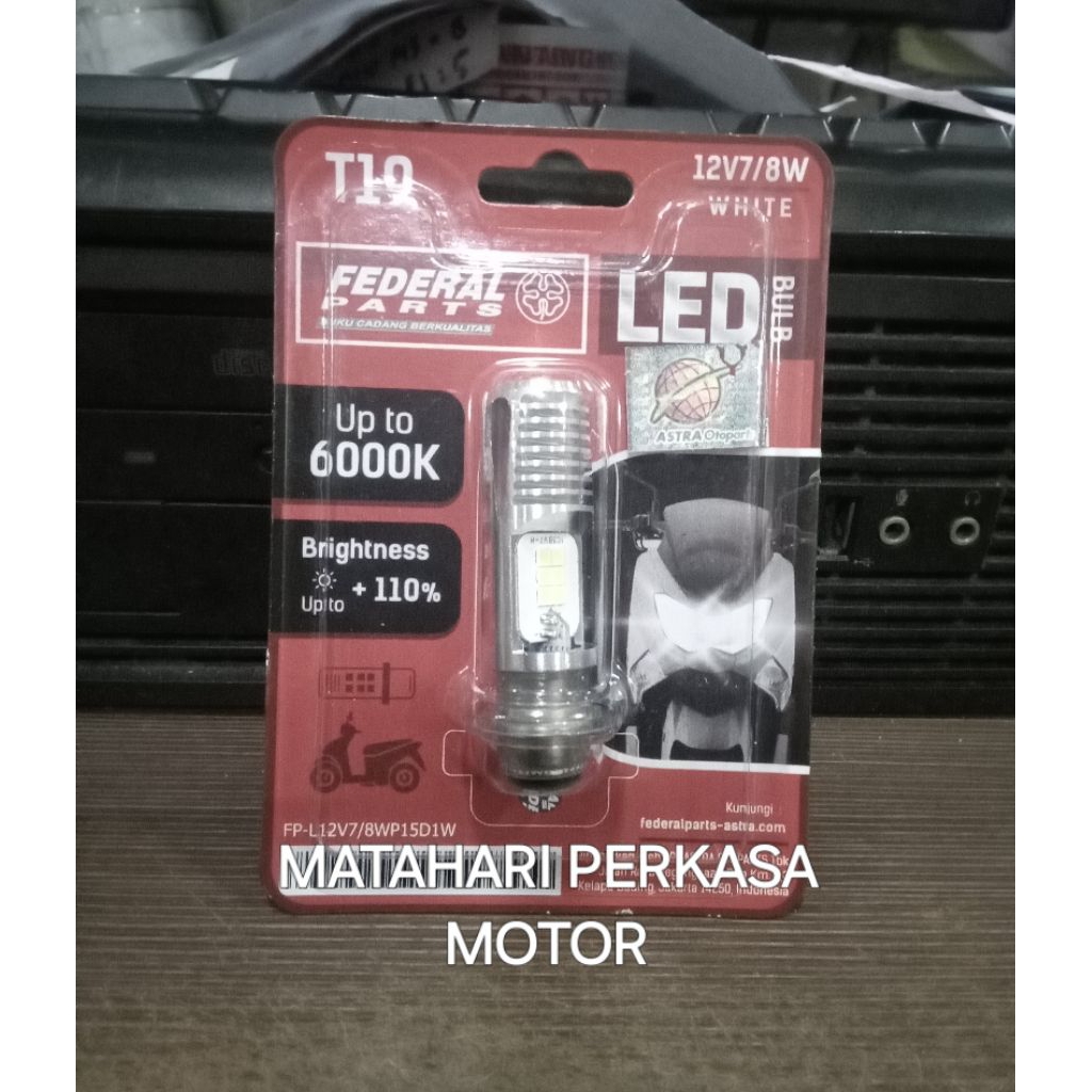 Bohlam Lampu Depan LED FEDERAL (T19)12V White AC/DC Bohlam LED Motor