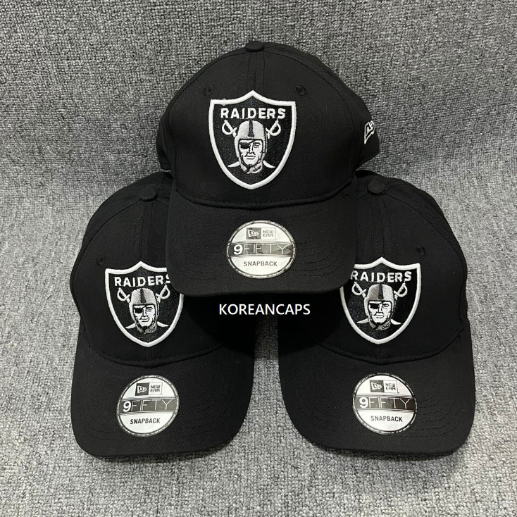 Topi Baseball NFL Oakland Raiders Black White Logo Bordir Adjustable Caps