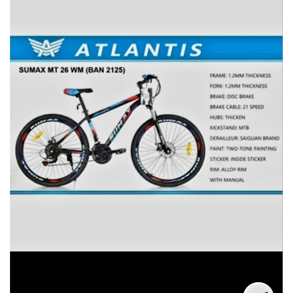 SEPEDA GUNUNG / MTB 24" / 26"  SUMAX MT WM BY ATLANTIS NEW TERMURAH