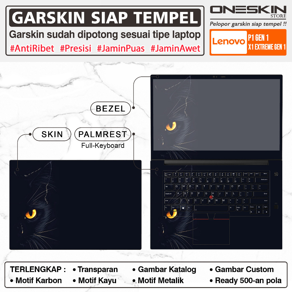Precut Garskin Sticker Laptop Skin Perfect Fit Kompatibel dengan Lenovo ThinkPad X1 Extreme P1 Gen 1