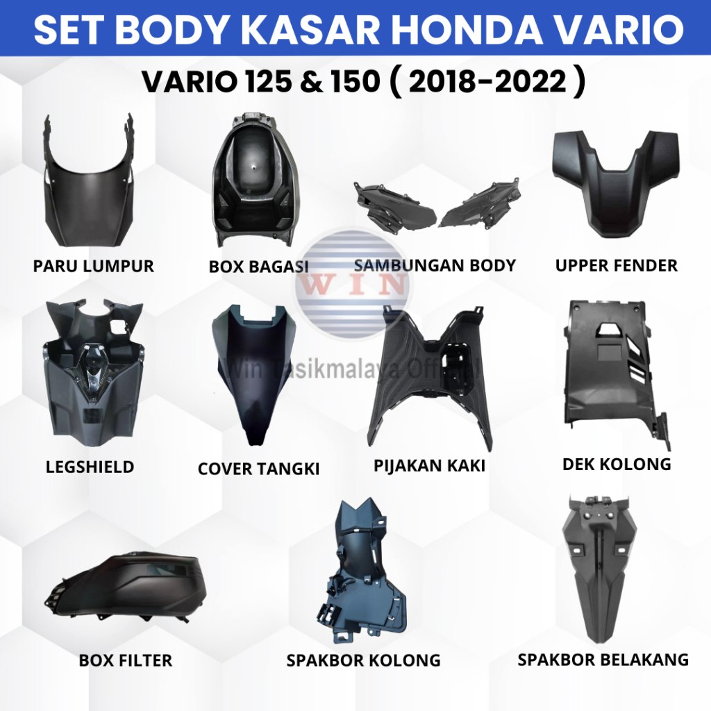 Cover Full Dek & Body Kasar Honda Vario 125/150 LED New 2018 2019 2020 2021 - WIN Tasikmalaya