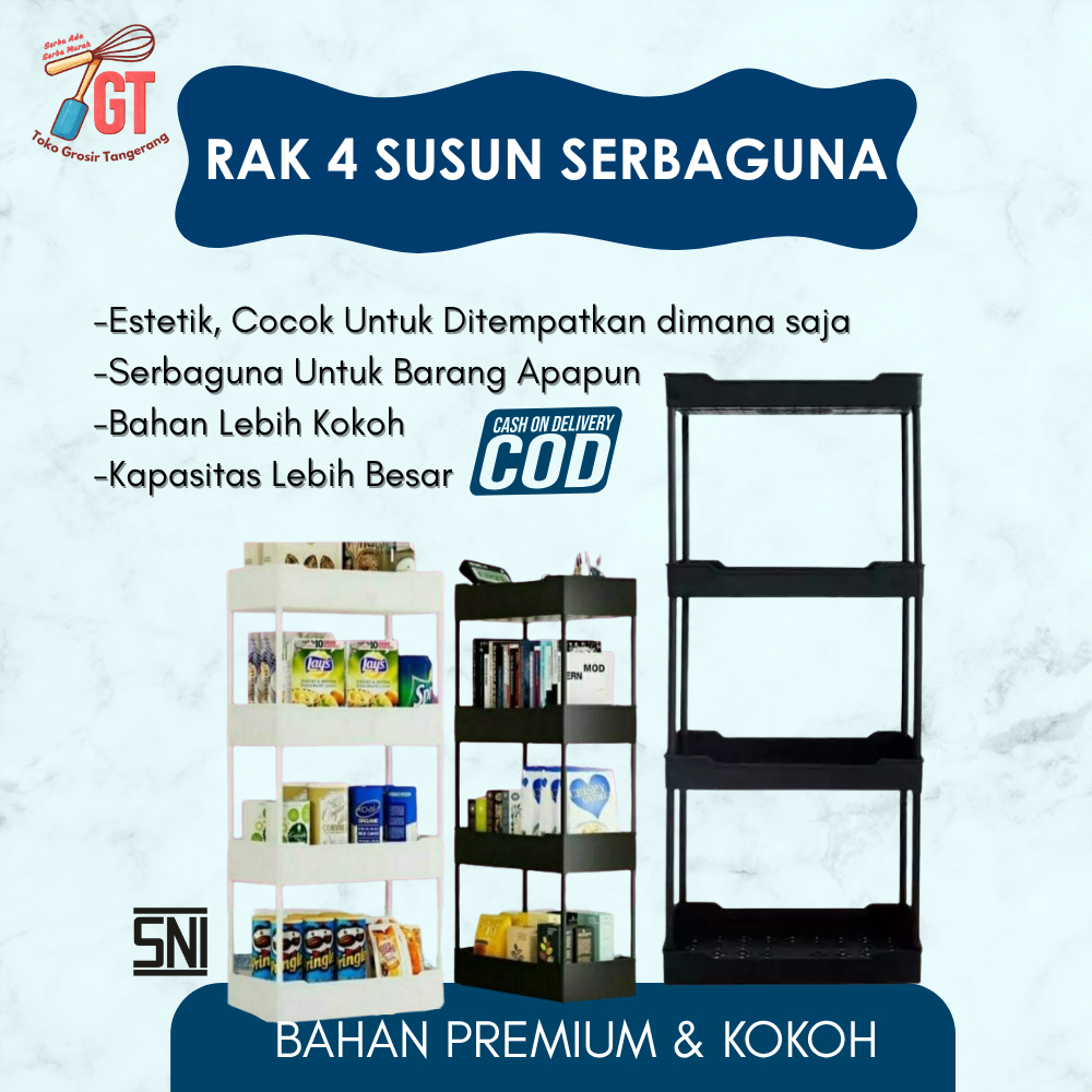 RAK 4 SUSUN PLASTIK SERBAGUNA TANPA RODA