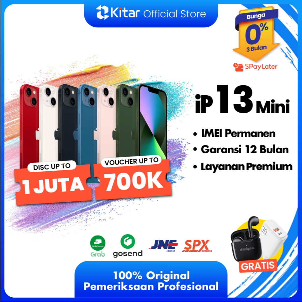 iPhone 13 Mini ex iBox Beacukai IMEI Permanen Garansi 12 Bln 100% Original Second IP Fullset