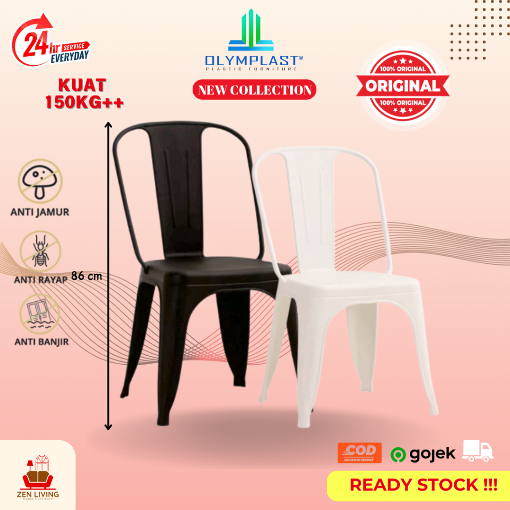 [KUAT HINGGA 150KG] OLYMPLAST IRON CHAIR KURSI SANTAI PLASTIK / KURSI BESI PLASTIK